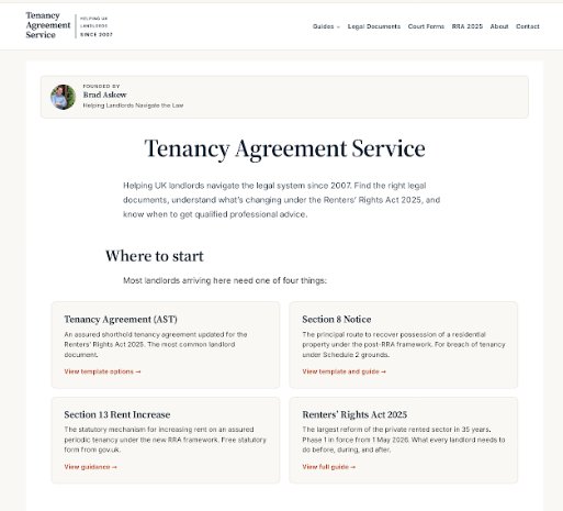 Tenancy Agreement Service homepage